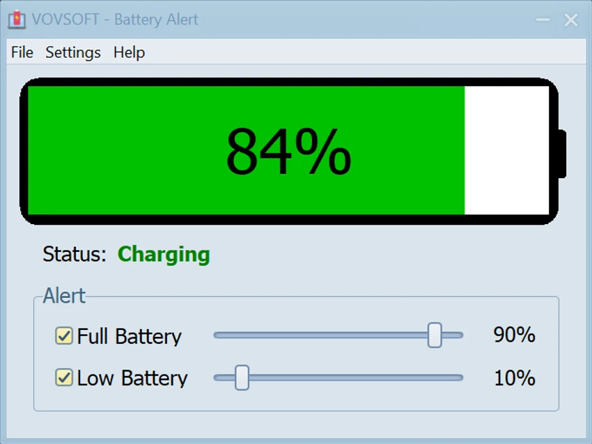 Vovsoft Battery Alert screenshot