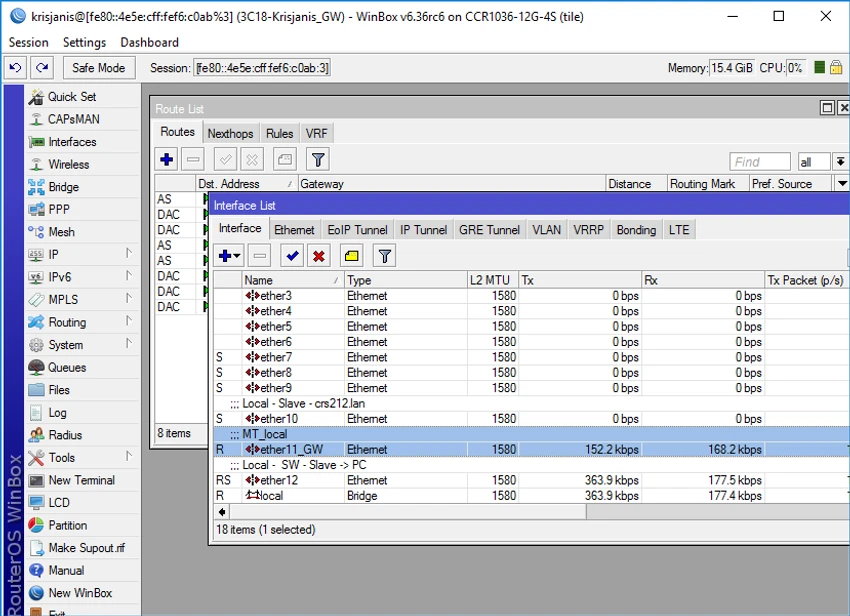 MikroTik Winbox screenshot
