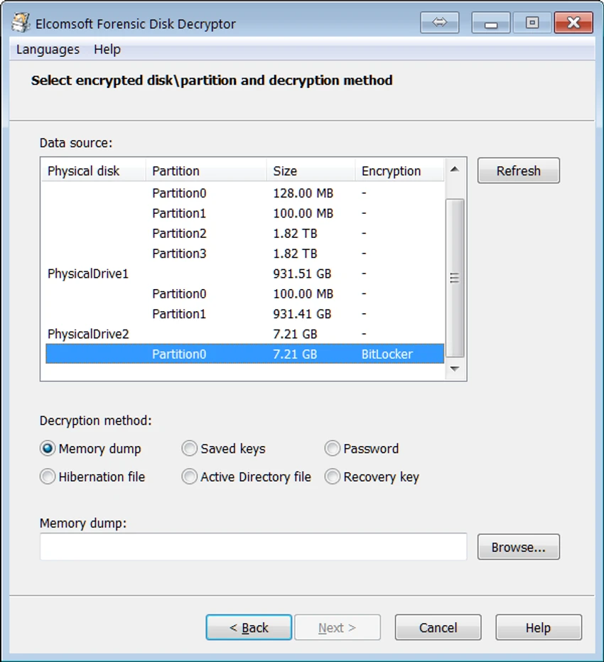 Elcomsoft Forensic Disk Decryptor screenshot