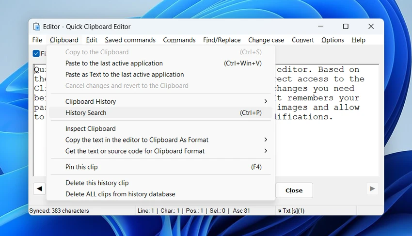 Quick Clipboard Editor screenshot