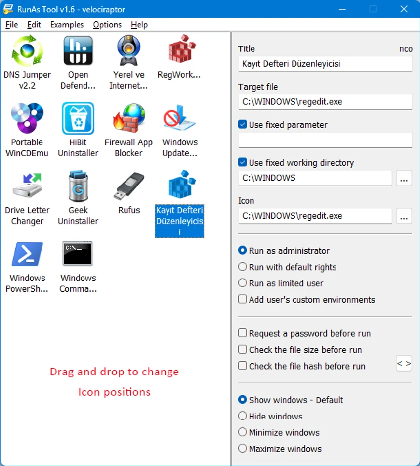 RunAsTool screenshot