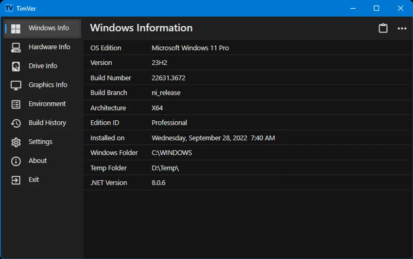 TimVer screenshot