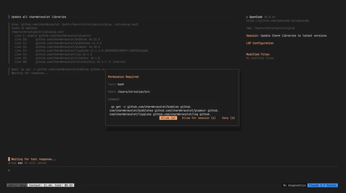 OpenCode screenshot