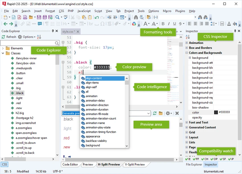 Rapid CSS screenshot