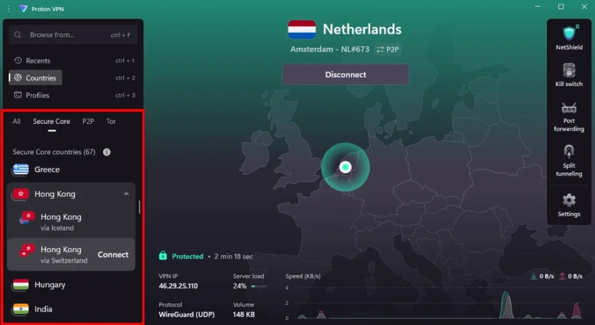 Proton VPN screenshot