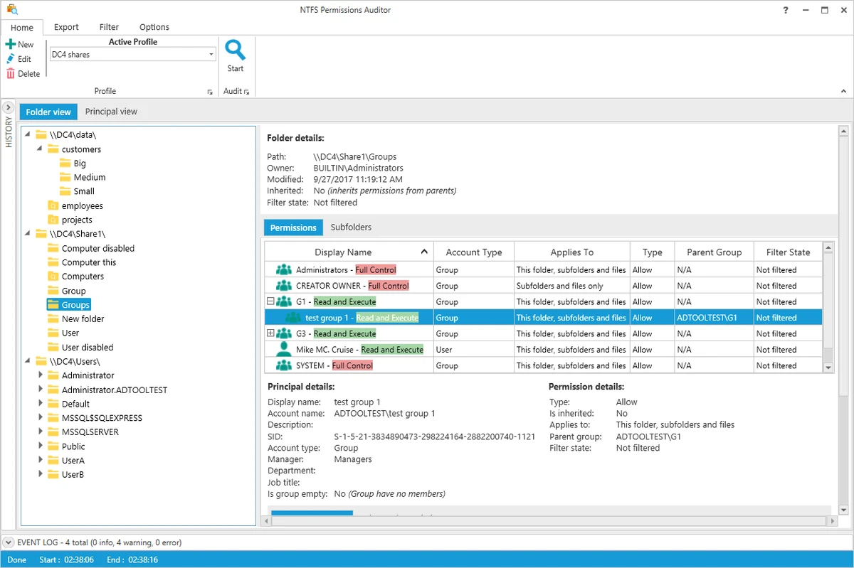 NTFS Permissions Auditor screenshot