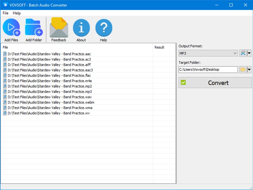 VovSoft Batch Audio Converter screenshot