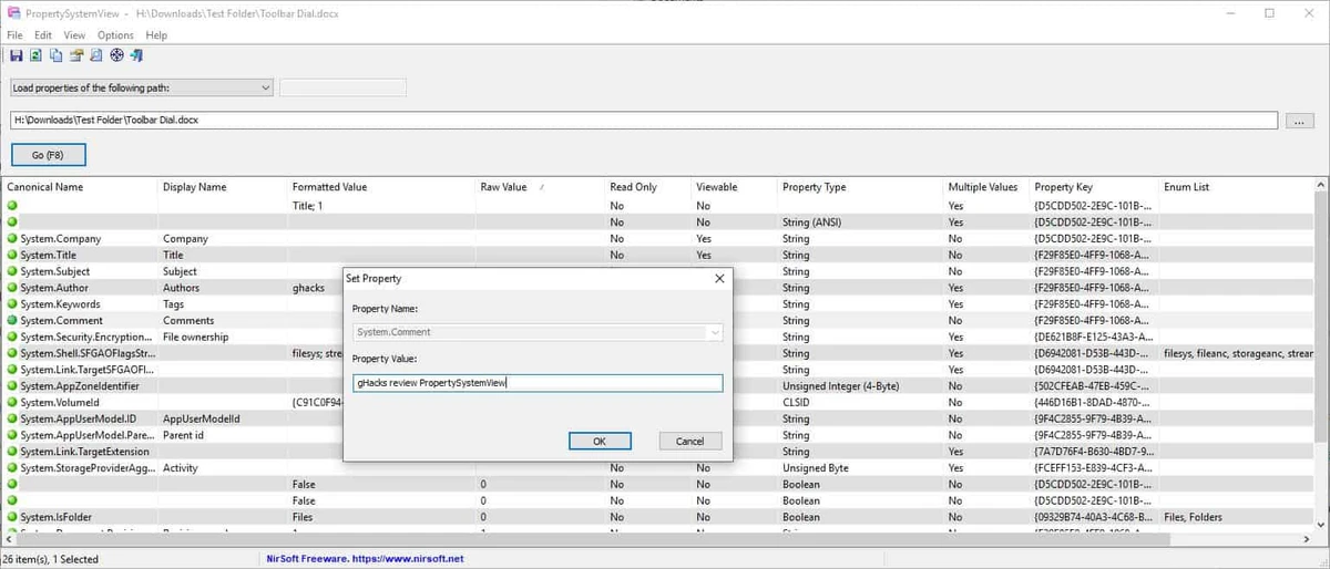 PropertySystemView screenshot