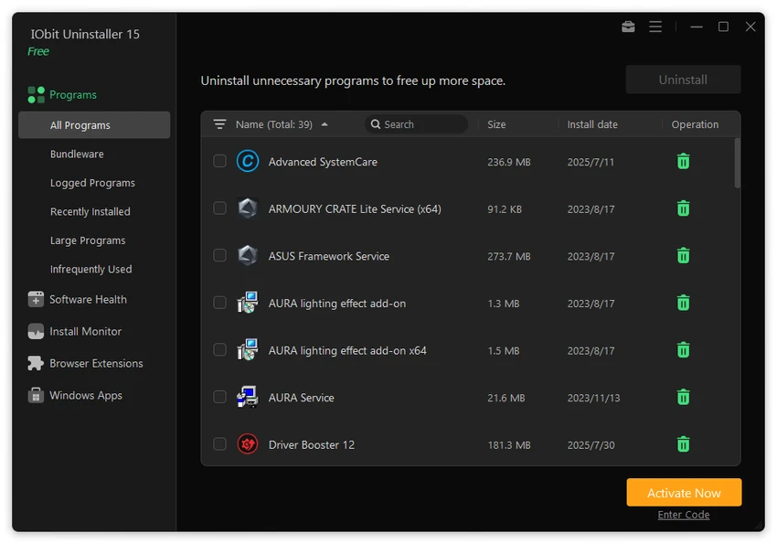 IObit Uninstaller screenshot