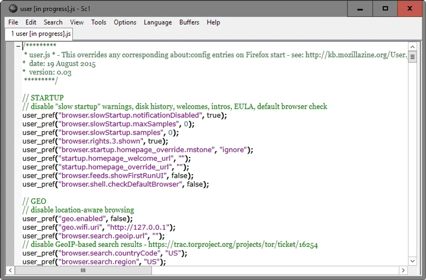 SciTE (SCIntilla) screenshot