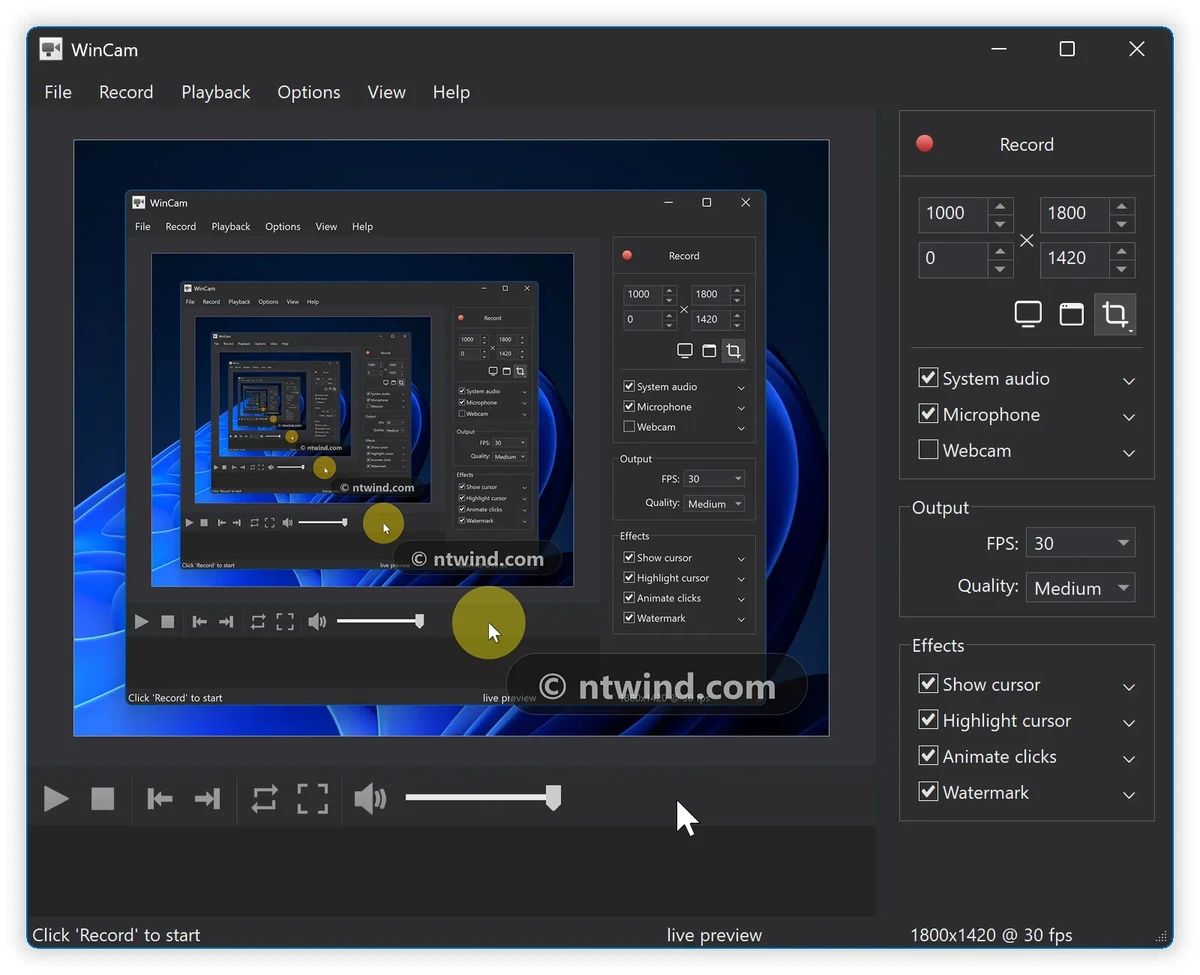 WinCam screenshot
