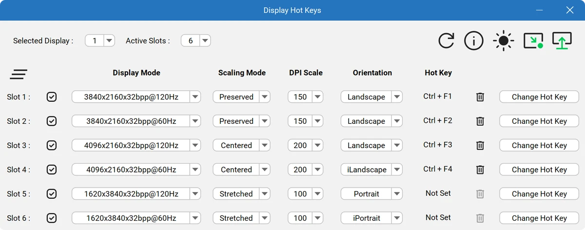 Display Hot Keys screenshot