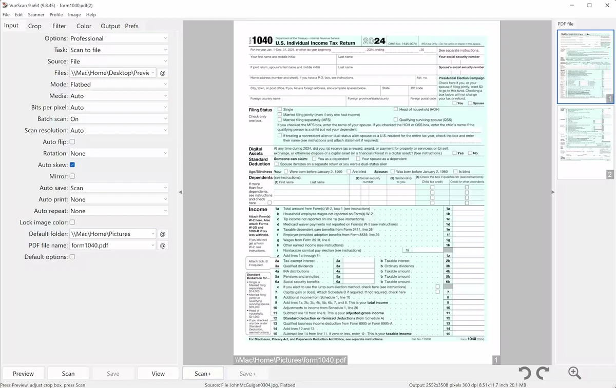 VueScan screenshot