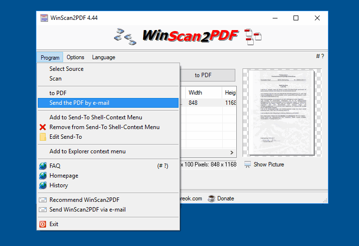 WinScan2PDF screenshot
