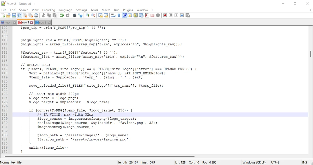 Notepad++ screenshot
