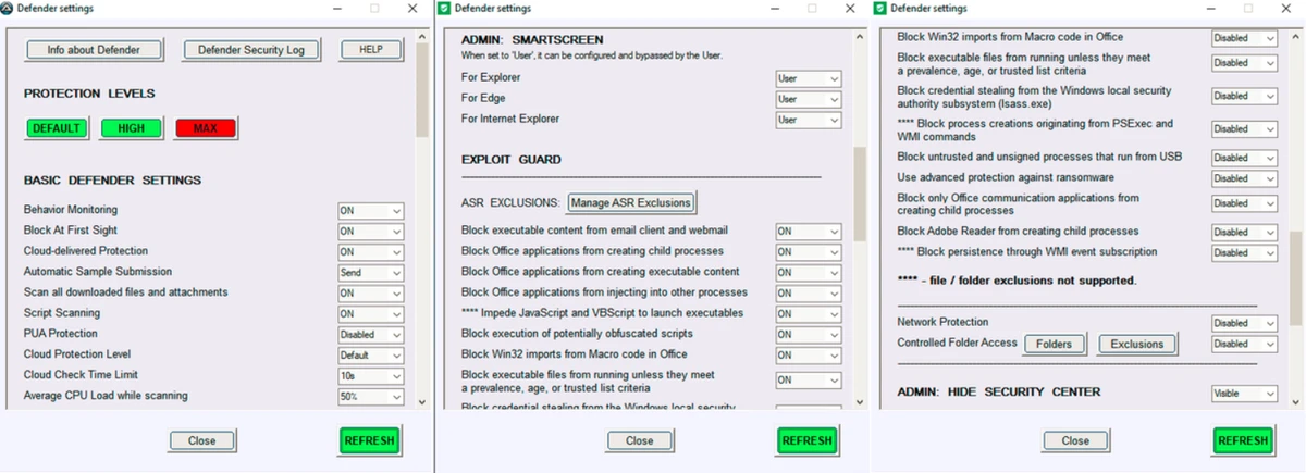 ConfigureDefender screenshot
