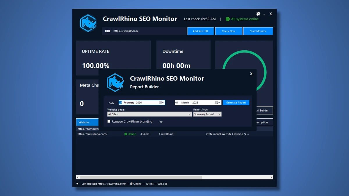CrawlRhino SEO Monitor screenshot