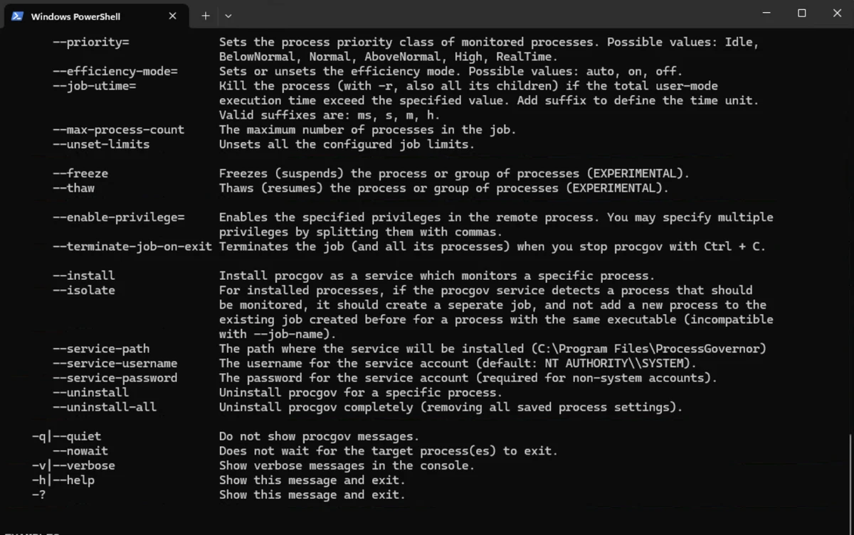 Process Governor screenshot