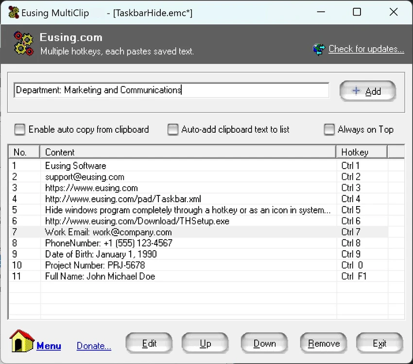 Eusing MultiClip screenshot