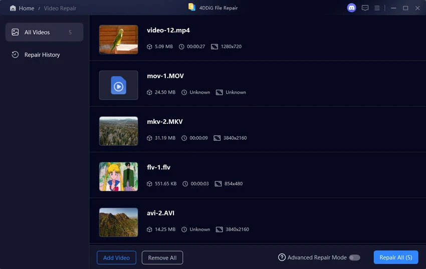 4DDiG File Repair screenshot