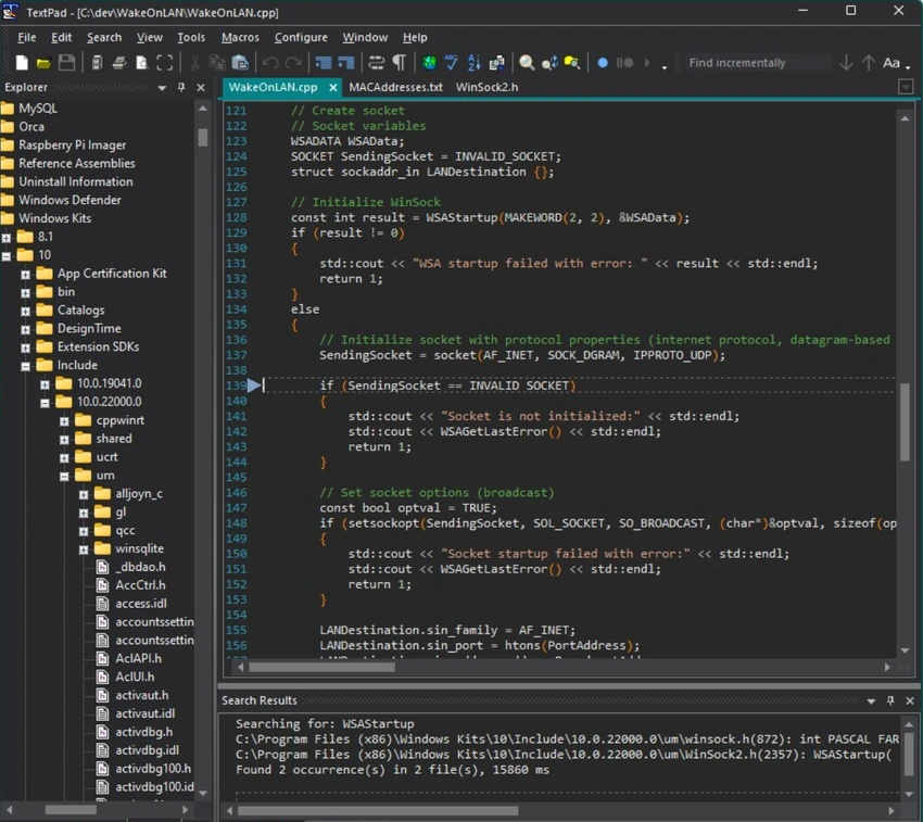 TextPad screenshot