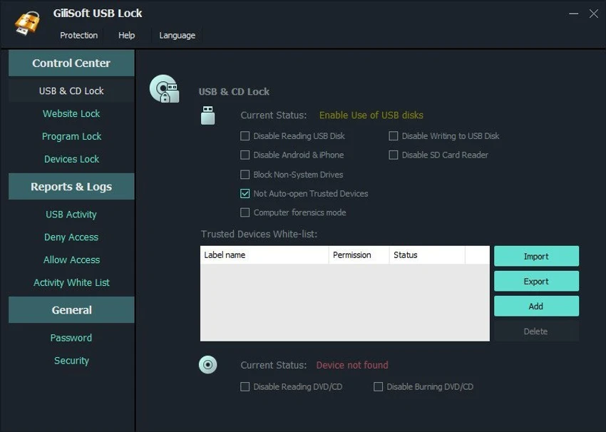 GiliSoft USB Lock screenshot