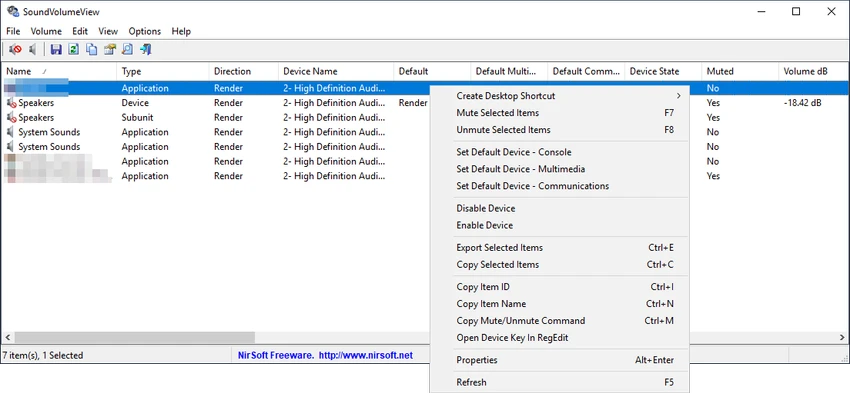 SoundVolumeView screenshot