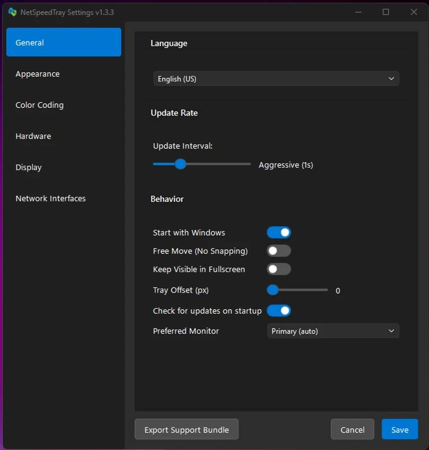 NetSpeedTray screenshot