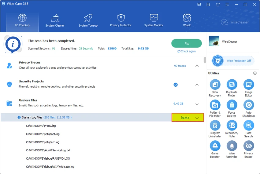 Wise Care 365 screenshot